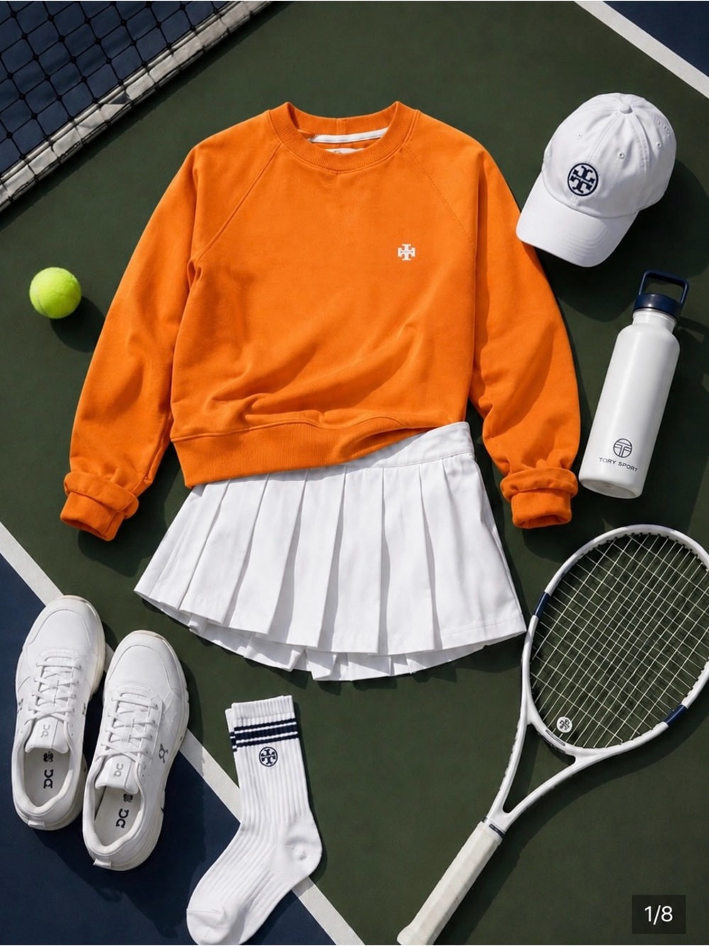Orange Crewneck Sweatshirt with Small White Logo